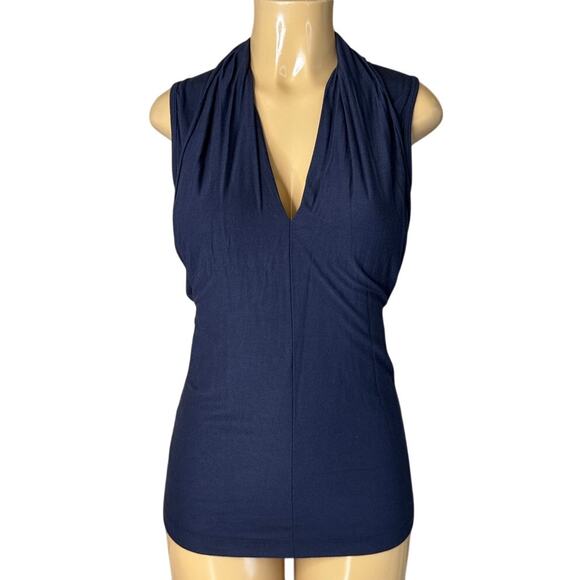 Theory Navy Blue Tank Top Deep V-Neck Size Medium - Picture 1 of 9